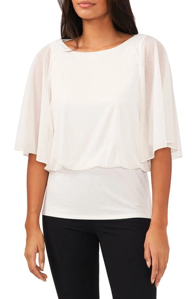 Chaus Banded Blouson Top In Ivory/ Gold