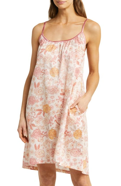 Papinelle Karolina Floral Cotton Sateen Chemise In Soft Cinnamon