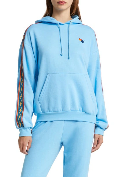 Aviator Nation Bolt Stripe Relaxed Fit Hoodie In Sky