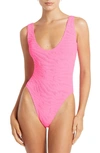 Bound By Bond-eye Mara Textured One-piece Swimsuit In Pink Tiger