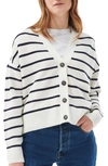 Barbour Mariner Stripe Cotton Cardigan In Cloud