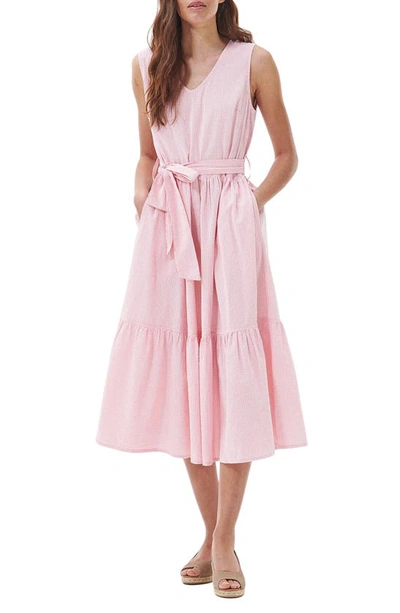 barbour pink dress Barbour Azalea Gingham Cotton Seersucker Dress In Hibiscus