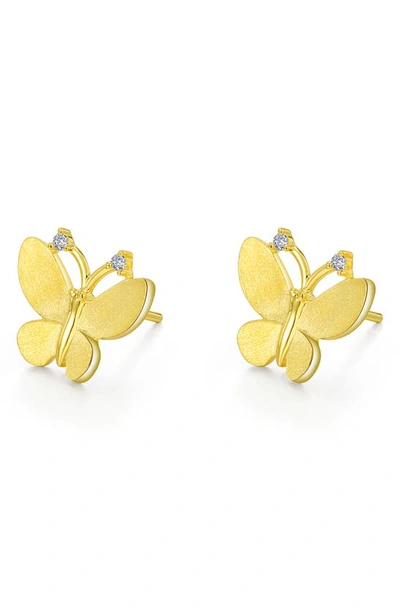 Lafonn Simulated Diamond Butterfly Earrings In Gold/ White