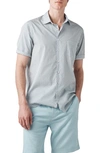 Rodd & Gunn Carrick Geo Print Short Sleeve Button-up Shirt In Sand/ Blue