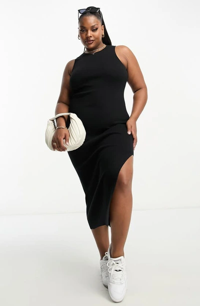 Asos Design Curve Racerback Tank Dress In Black