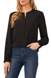 Cece Button Front Blouse In Rich Black