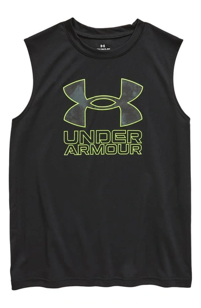 Under Armour Kids' Ua Tech™ Sleeveless Graphic T-shirt In Black / Lime Surge