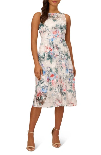 Adrianna Papell Floral Midi Sheath Dress In Ivory Multi
