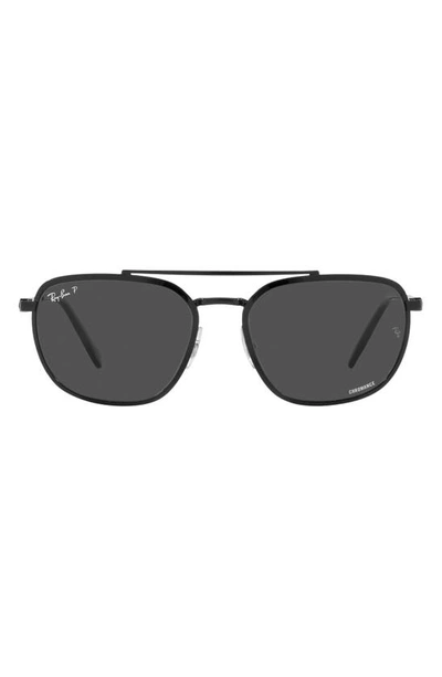 Ray Ban 59mm Polarized Square Sunglasses In Black