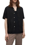 Allsaints Canal Short Sleeve Linen Blend Button-up Camp Shirt In Jet Black