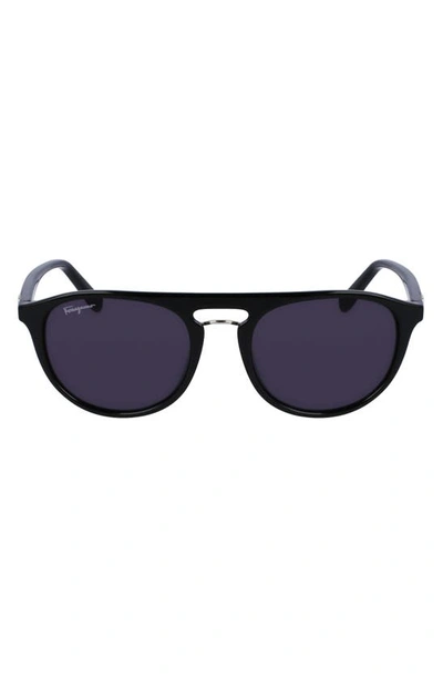 Ferragamo Gancini 54mm Aviator Sunglasses In Black