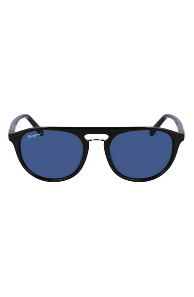 Ferragamo Gancini 54mm Aviator Sunglasses In Dark Brown