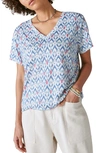 Lucky Brand Classic V-neck T-shirt In Blue Ikat