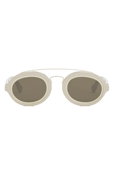 Fendi Around Round Sunglasses In Ivory / Brown
