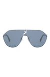 Fendi Match Geometric Sunglasses In Shiny Palladium / Blue