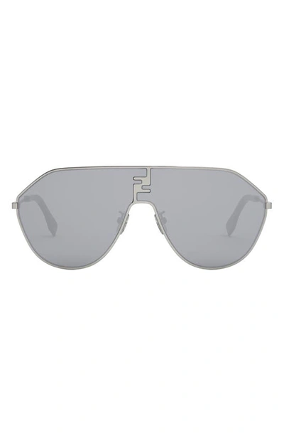 Fendi Match Geometric Sunglasses In Shiny Dark Ruthenium / Smoke