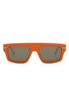 Fendi Graphy Rectangular Sunglasses In Shiny Orange / Brown