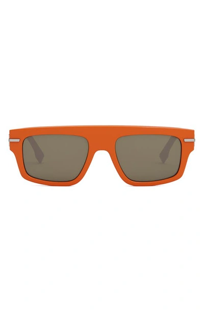 Fendi Graphy Rectangular Sunglasses In Shiny Orange / Brown