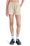 Steve Madden Georgie Crinkle Cotton Gauze Shorts In Khaki