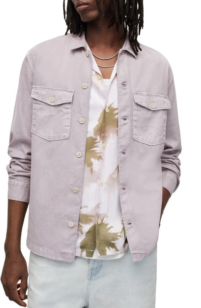 Allsaints Spotter Button-up Shirt Jacket In Ashed Purple