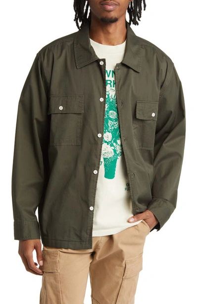 Pacsun Cotton Twill Workwear Button-up Shirt In Green