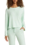 Bp. Cozy Rib Oversize Pajama Top In Green Screen