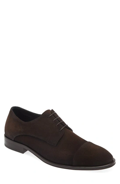 Hugo Boss Derrek Cap Toe Derby In Dark Brown