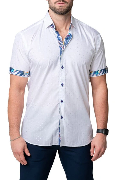 Maceoo Galileo Albi Short Sleeve Contemporary Fit Button-up Shirt In White