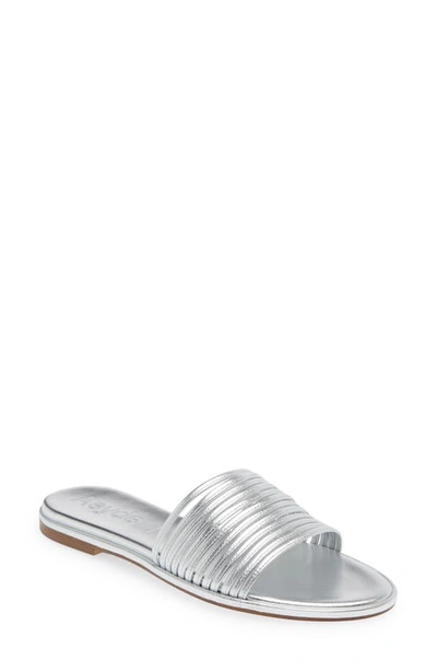 Aeyde Noa Slide Sandal In Laminated Silver