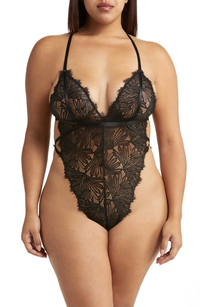 Plus Size Crotchless Lace Teddy