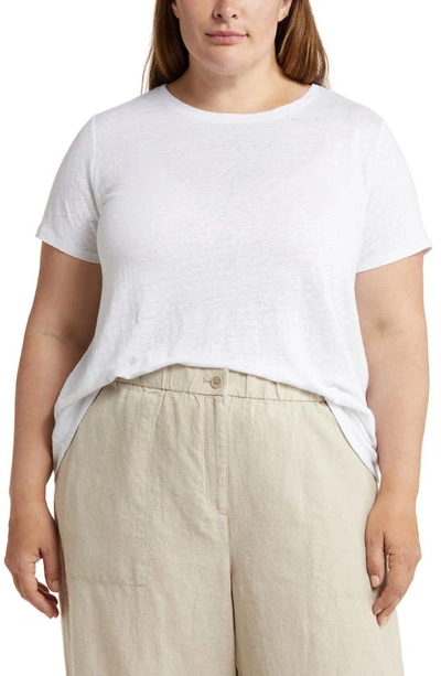 Eileen Fisher Crewneck Organic Linen T-shirt In White