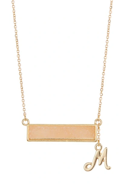 Stephan & Co. Stephan And Co Drusy Bar & Initial Pendant Necklace In Gold