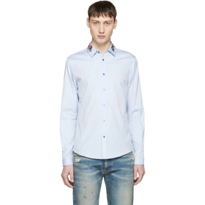 Gucci Duke Appliquéd Cotton Oxford Shirt In Blue