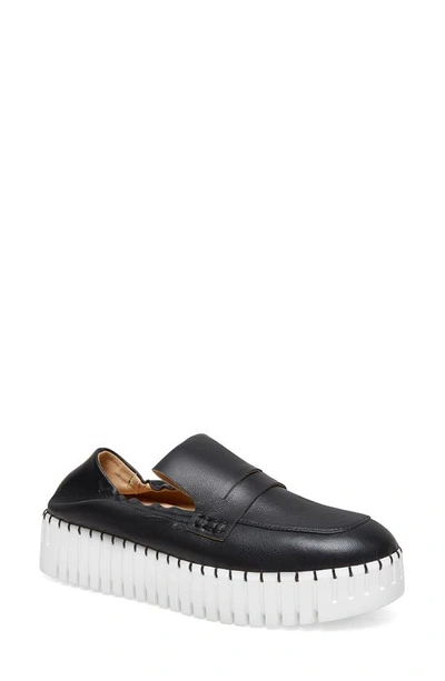 Silent D Bravo Platform Penny Loafer Sneaker In Black Leather