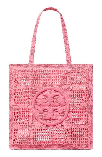 Tory Burch Ella 手工钩编针织手提包 In Pink