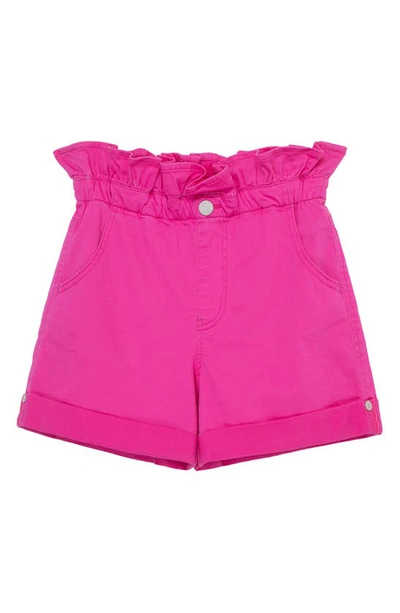 Habitual Kids' Ruffle Waist Stretch Denim Shorts In Dark Pink