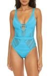 Becca Colorplay Lace One-piece Swimsuit In Crystal Seas