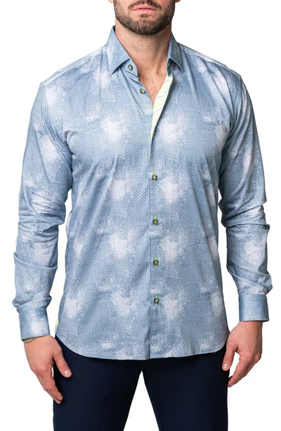 Maceoo Fibonacci Smoke Show Regular Fit Button-up Shirt In Blue/ Grey
