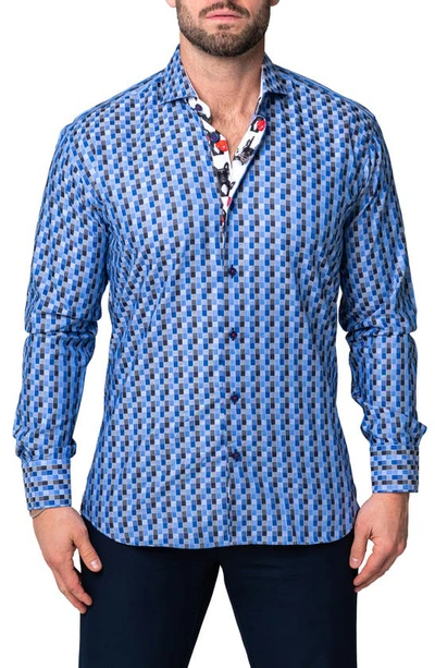 Maceoo Einstein Burn Blue Button-up Shirt