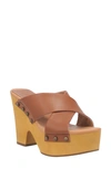 Dingo Driftwood Platform Wedge Sandal In Tan