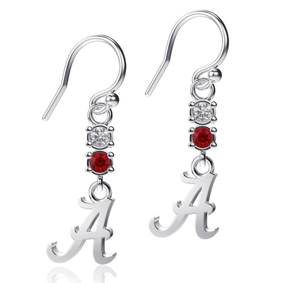 Dayna Designs Alabama Crimson Tide Dangle Crystal Earrings In Silver