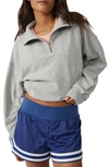 Fp Movement Valley Girl Half Zip Crop Sweatshirt In Heather Grey