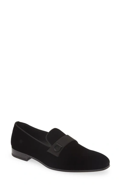 Ferragamo Lapo Smoking Slipper In Nero