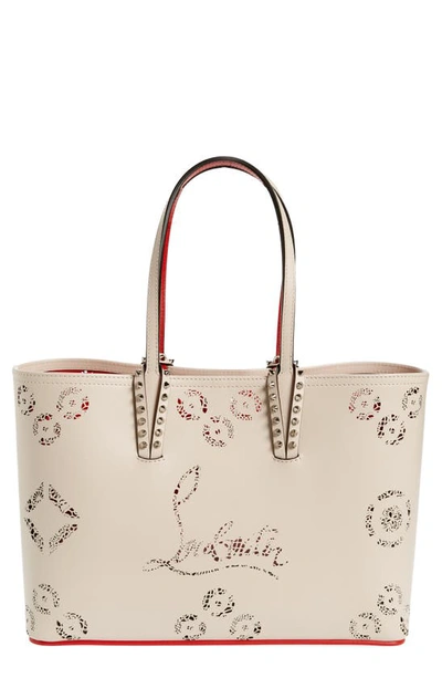 Christian Louboutin Small Cabata Loubinthesky Leather Tote In F611 Leche/ Leche
