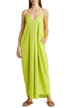 Elan Cover-up Maxi Slipdress In Lime/ Gold
