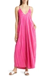 Elan Cover-up Maxi Slipdress In Pink/ Gold