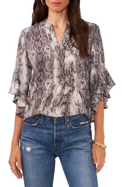 Vince Camuto Pintuck Flutter Sleeve Blouse In Rich Black