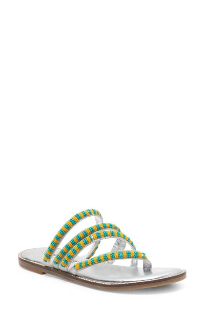 Free People Beatrice Beaded Slide Sandal In Platino Combo