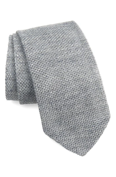 Thom Sweeney Linen Knit Tie In Slate Grey