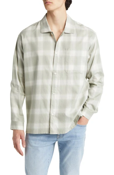 Frame Plaid Lightweight Button-up Shirt In Grey & Oatmeal Plaid